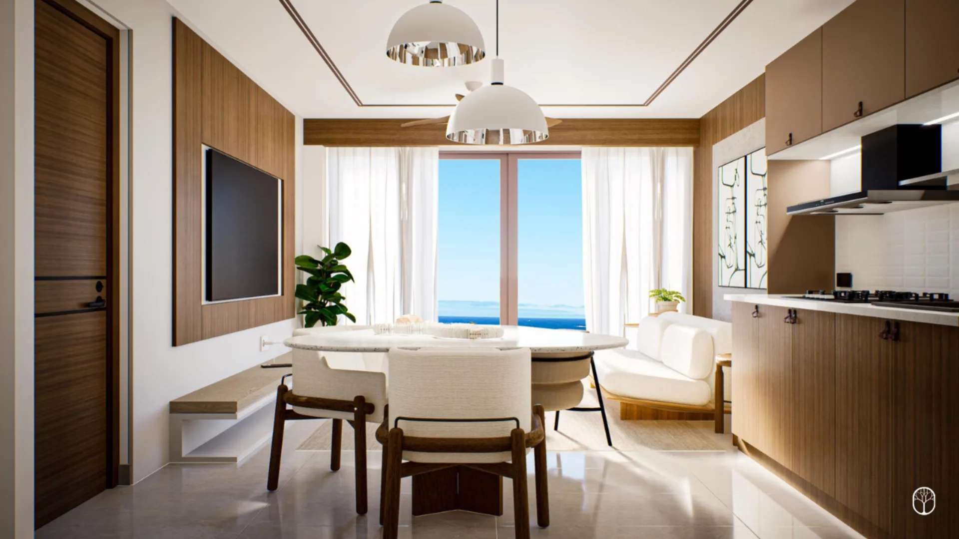 Interior de una suite Caribbean Suites con vista al mar