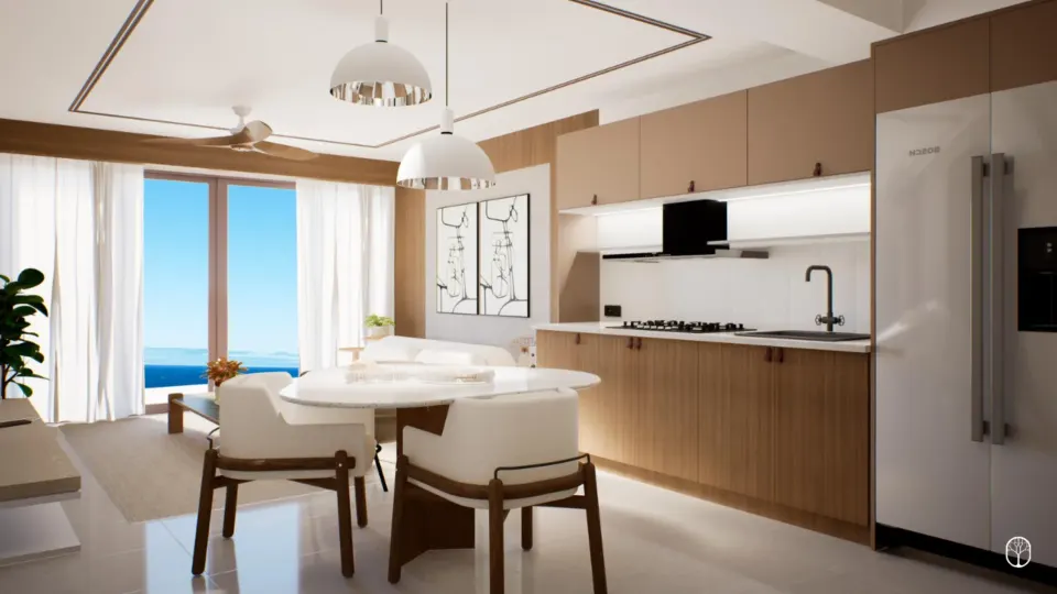 Cocina con vista al mar